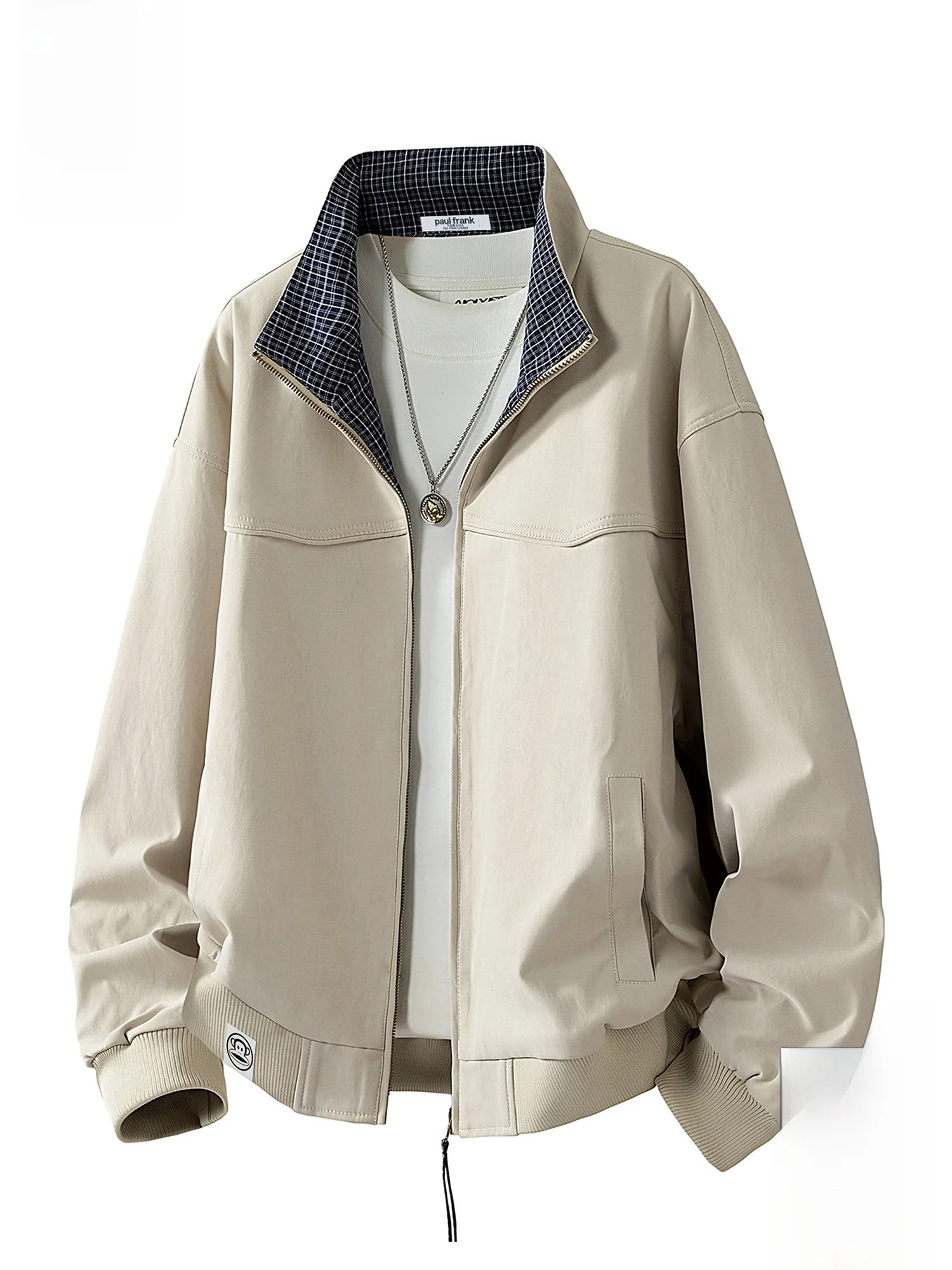 

Мужская куртка Paul Frank с воротником-стойкой, в клетку, с лоскутным дизайном, осенне-зимняя, повседневная, свободного кроя, из полиэстера