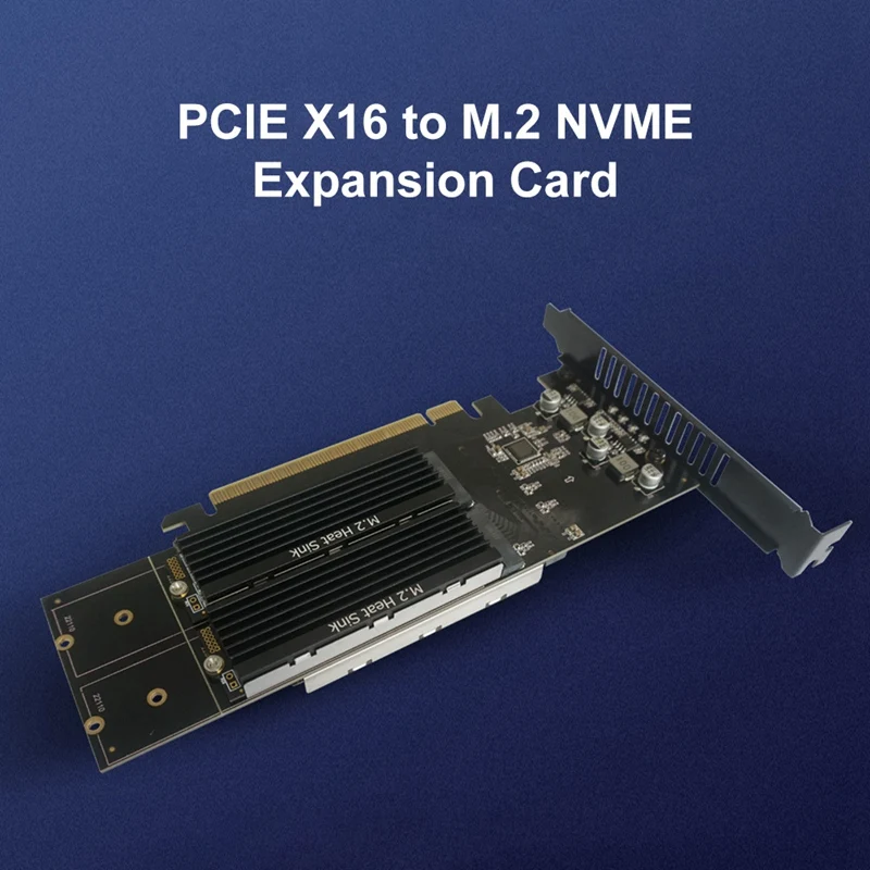 Pcie To M2 Adapter Card, PCIE X16 4 Port M2 NVME M Key SSD Add On Card PCI Express Expansion Card With Heatsink