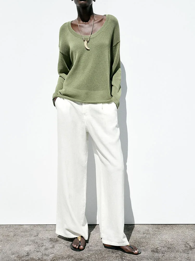 

Loose Knitted round Ne Long Sve Holiday Sle Women's Top Commute Sle Autumn 2025 Faion Ladies Knitwear