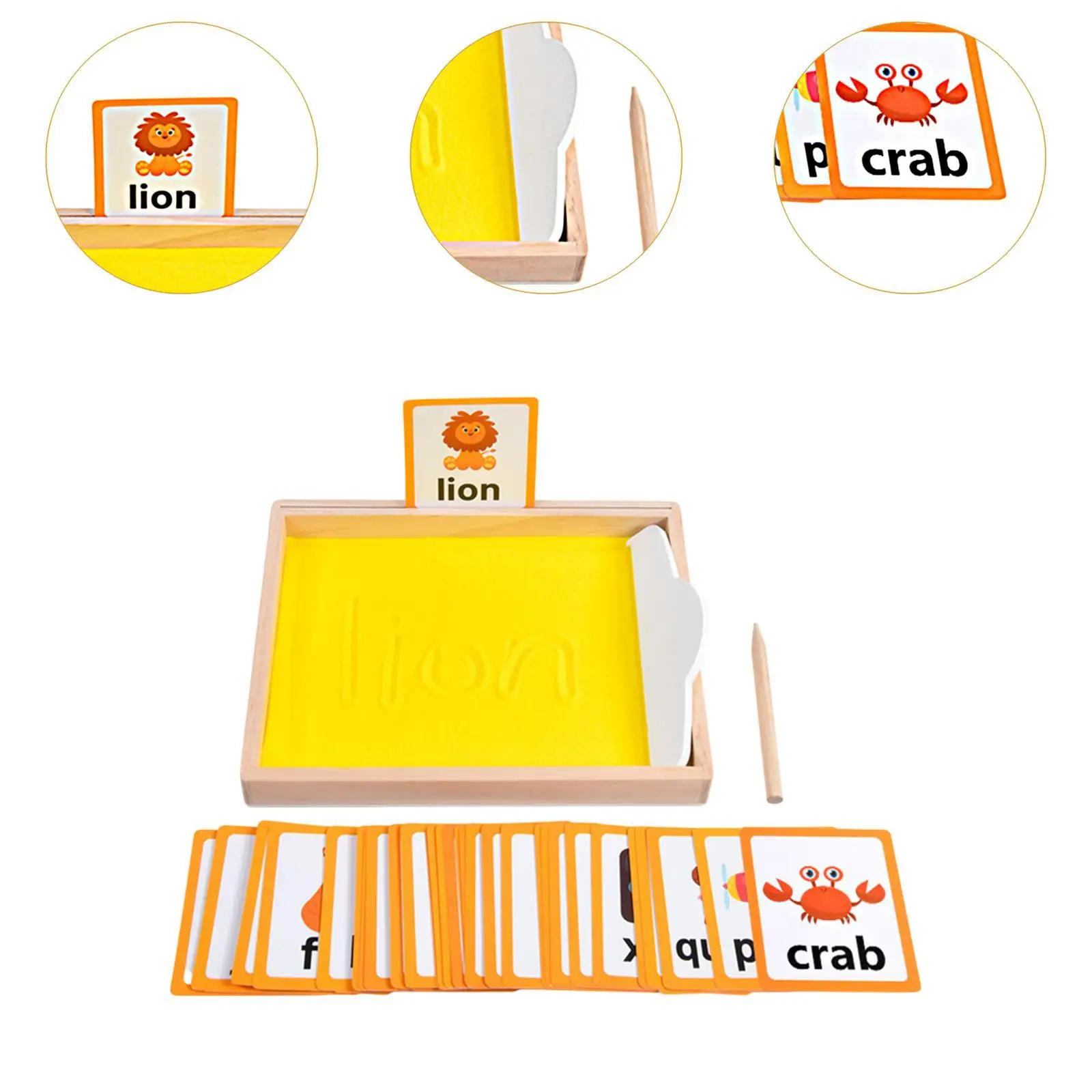 Wooden Sand Tray Classroom Educational Toy Kids Writing Letters and Numbers Sand Plays Kits Children and Focus Toy