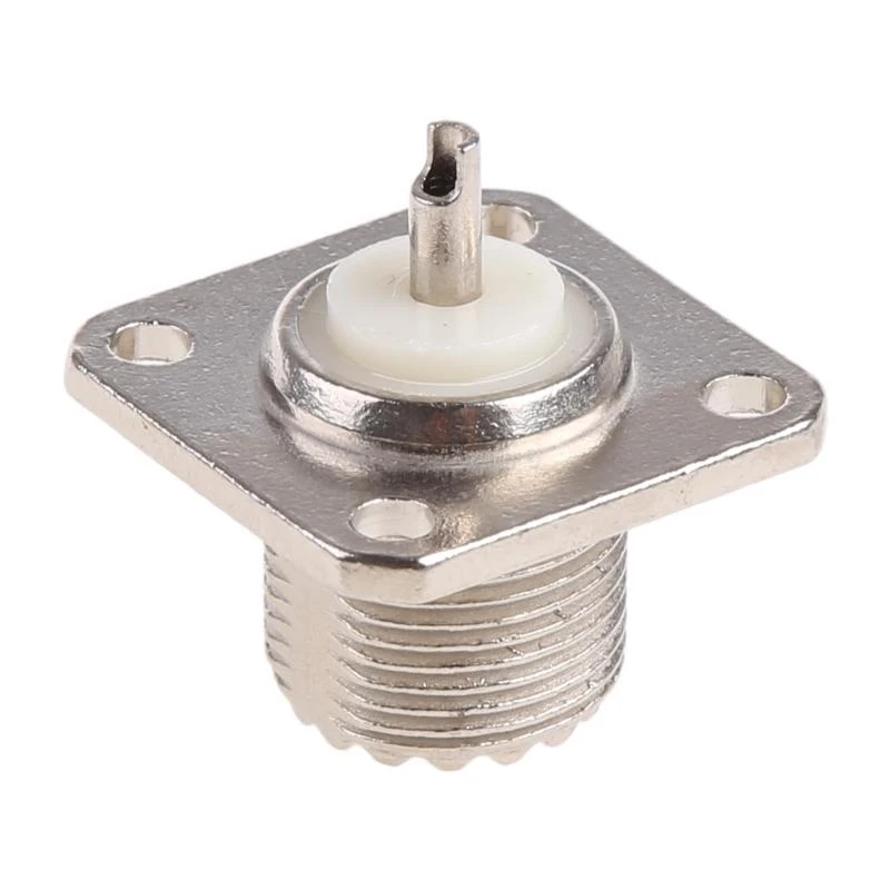JU64 UHF Female SO239 4-Hole Chassis Mount, Flange Panel Mount Connector Solder Cup RF Coax Connector SO-239 Bulkhead Adapter