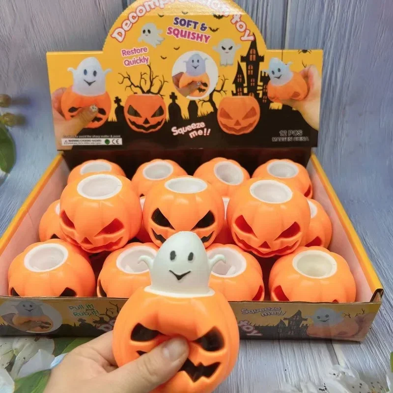 Halloween Ghost Squeeze Pumpkin TPR Ghost Cup Toys Decompression Fidget Antistress Sensory Stress Reliefing Gift for Kids Adults