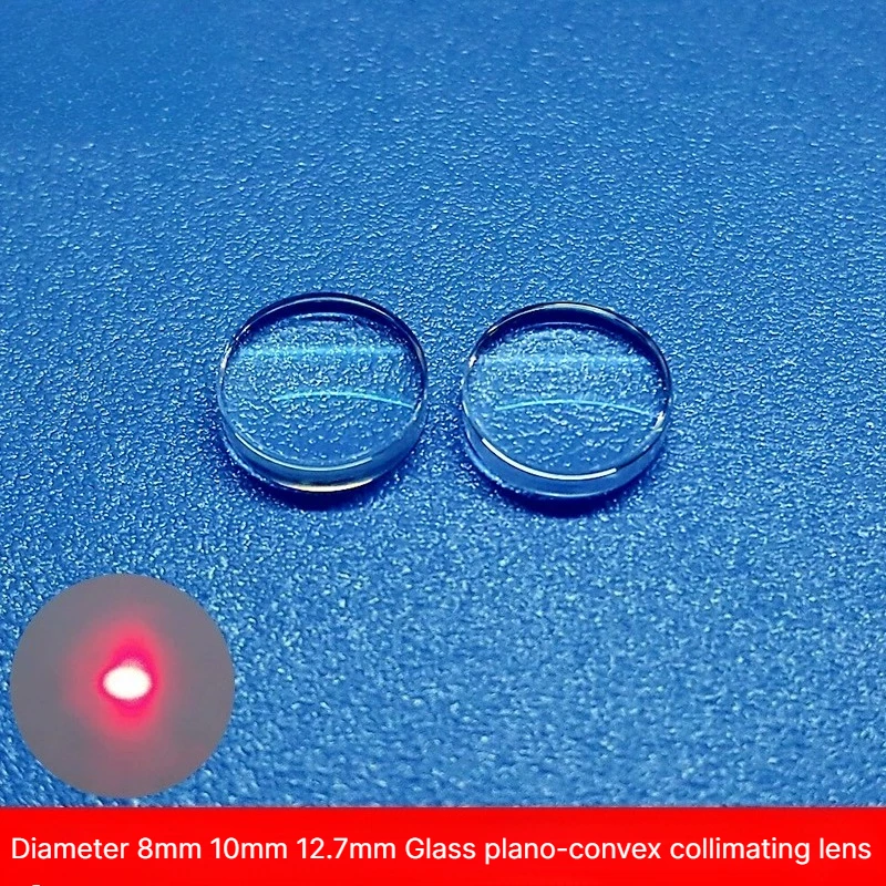 8F21mm K9 Glass Plano-Convex Collimating Lens 8mm 10mm 12.7mm Laser Focusing Lens Optical Spherical Multiple Focal Length Option