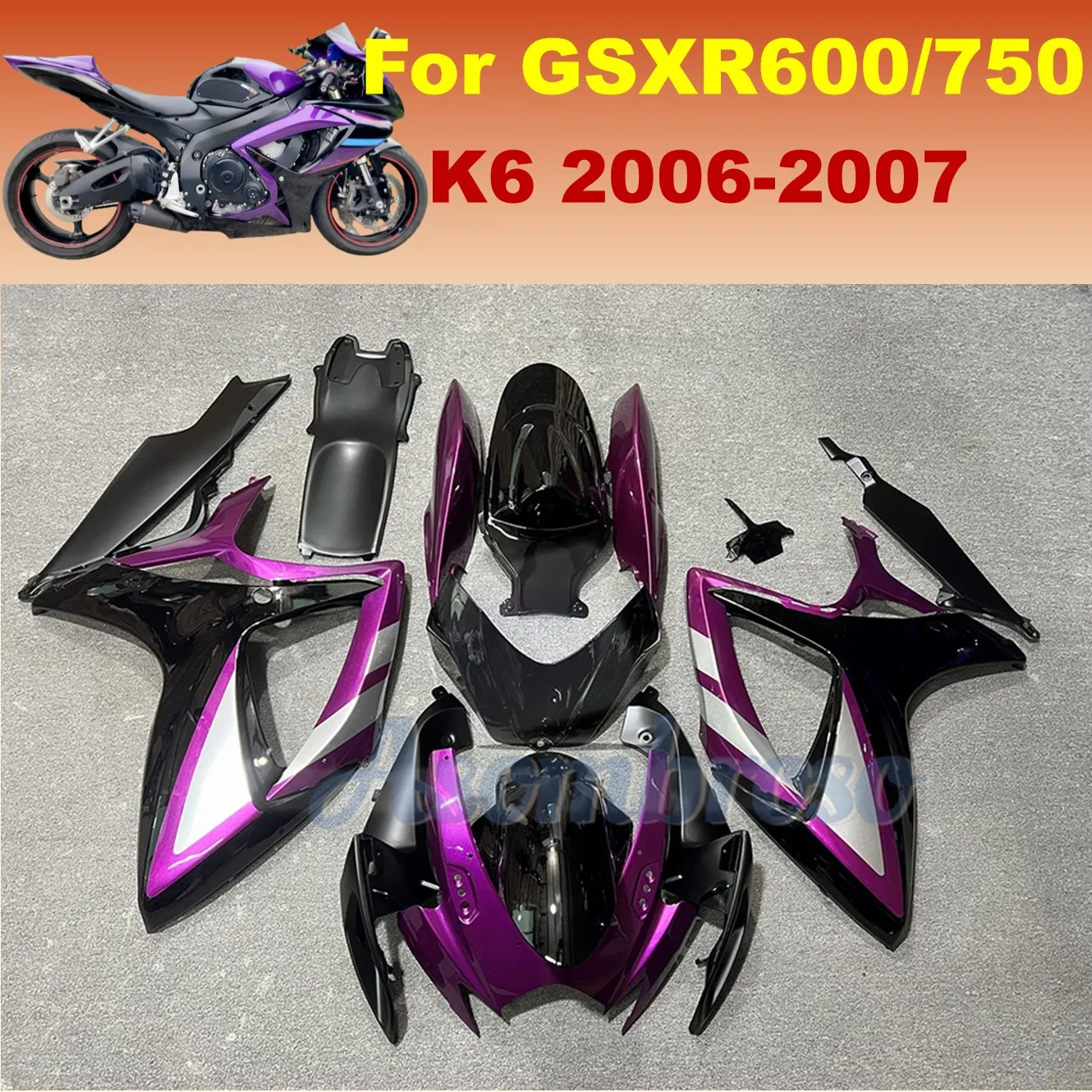 Kit de plástico GSXR 600 para GSX R600 750 GSXR600 2006 2007 GSX-R600 GSXR750 accesorios de motocicleta carenados morados y negros