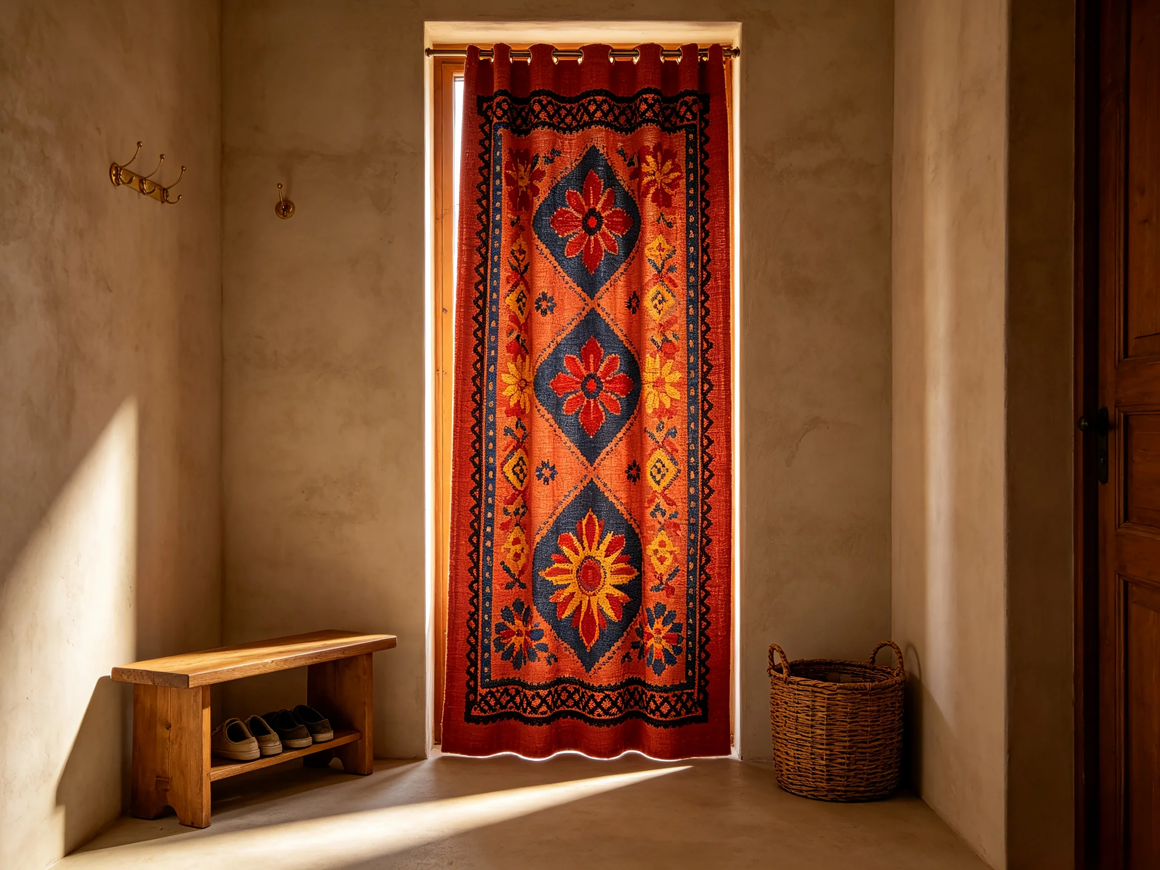 200141  Eastern European Folk Embroidery Hairy Curtain