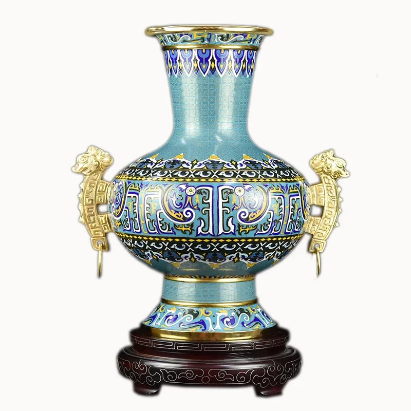 Zhang Tonglu Cloisonne Vase 15-Inch Silk Pattern Cloisonne Cloisonne Enamel Ornaments Beijing Traditional Characteristic Crafts