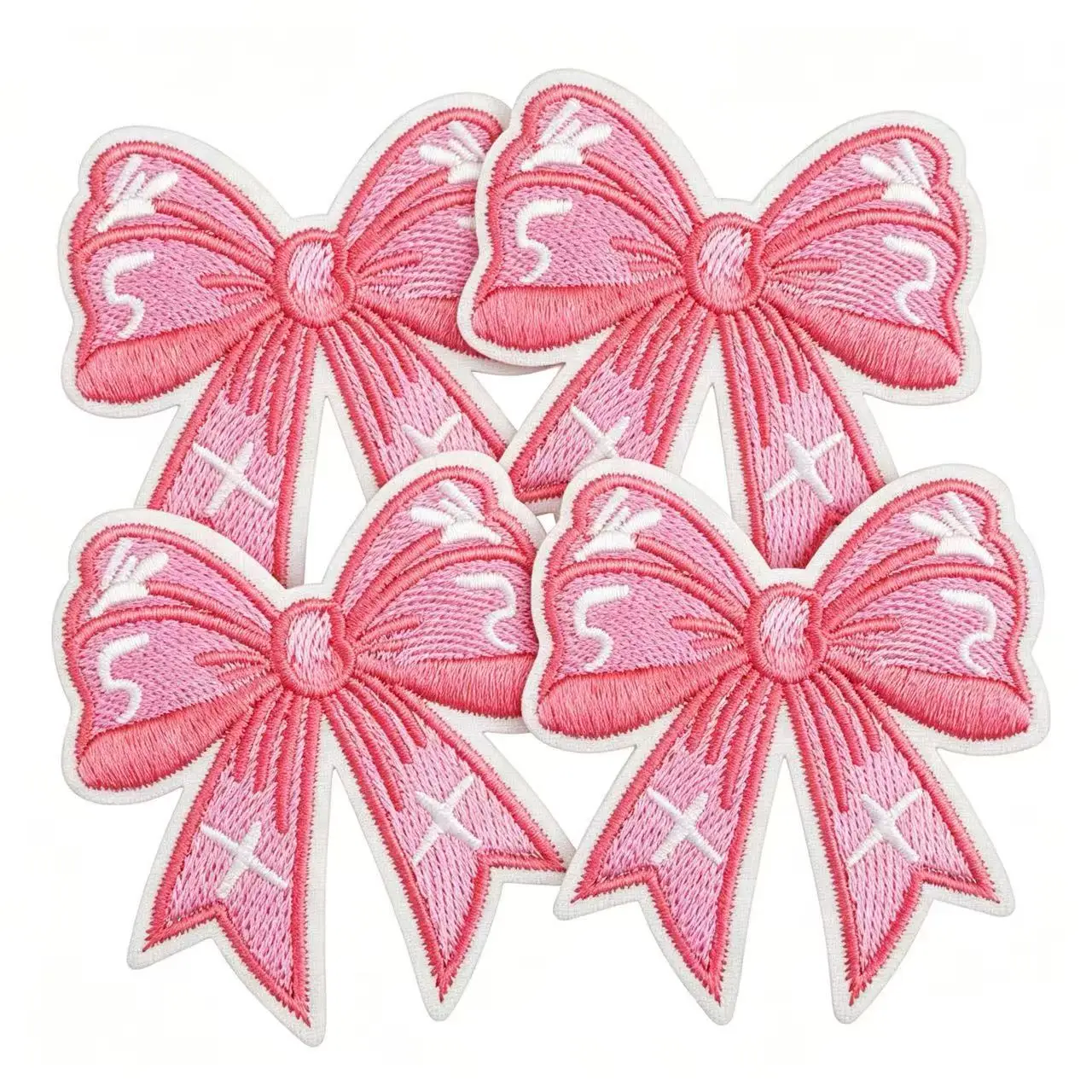 4PCS Pink Style Bow Iron On Patches for Girls Pink Patch Embroidered Appliqué