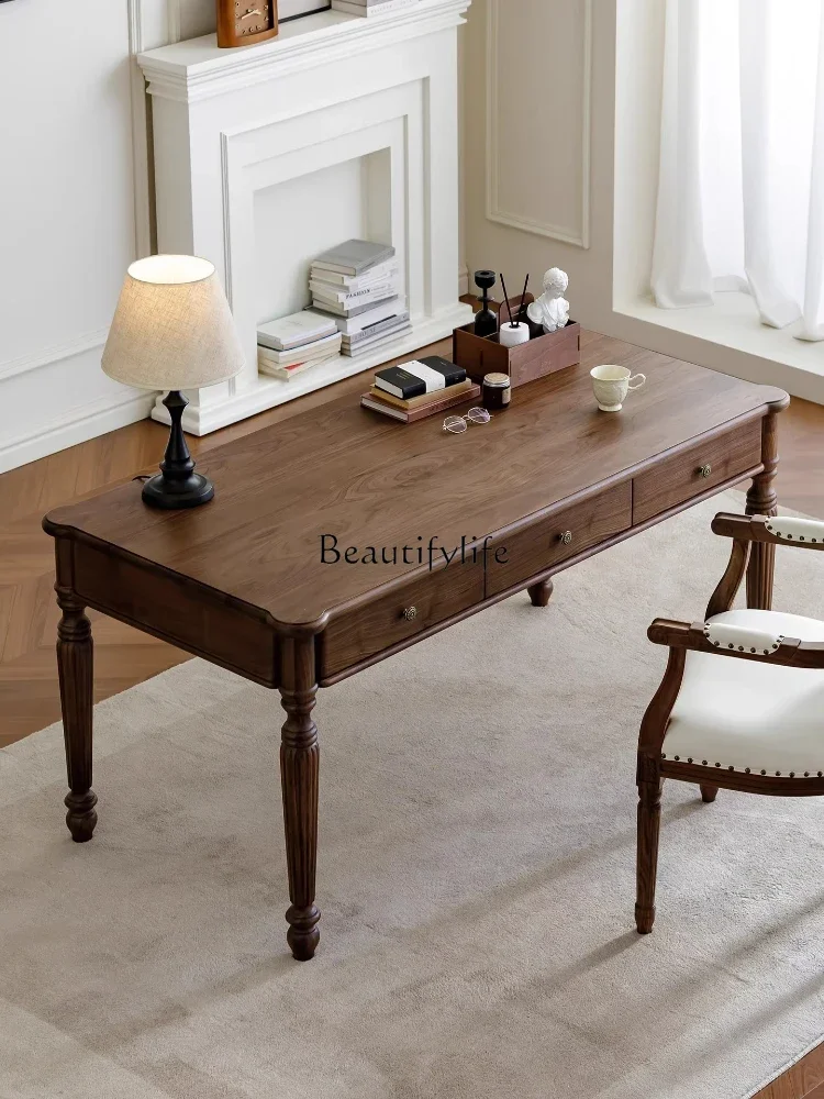 

yj7 American Solid Wood North American Black Walnut Wood All Solid Wood retro Study Office Computer Desk