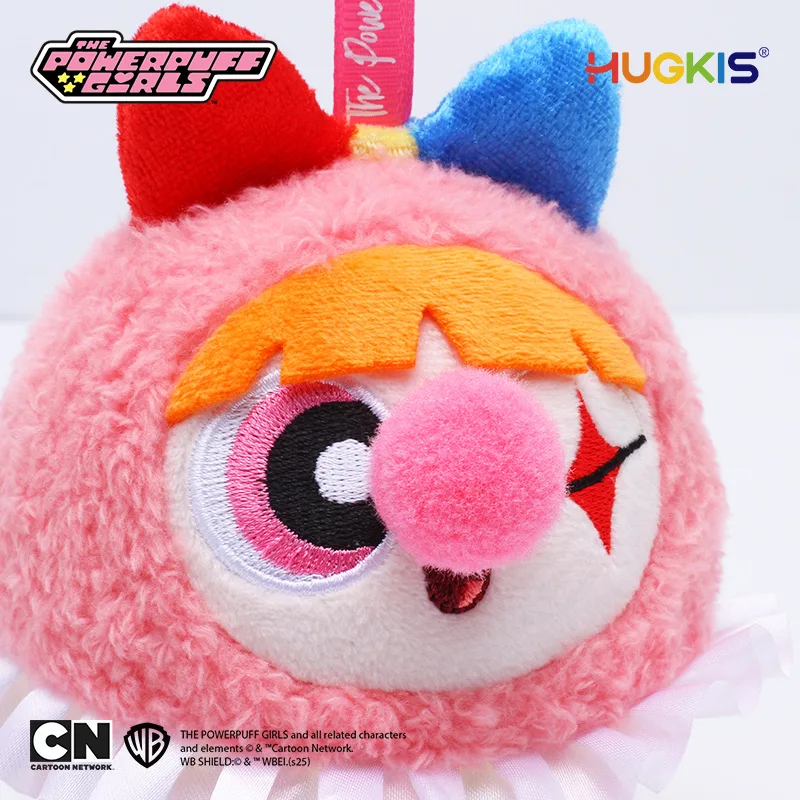 HUGKIS The Powerpuff Girls Clown 10cm Plush Keychain Round Ball Shaped Hanging Pendant For Carnival Party Collectible Plush Toy