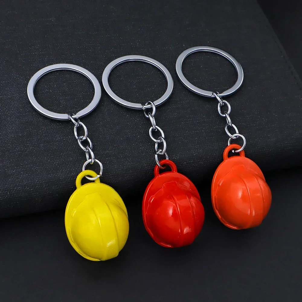 Plastic Helmet Hard Hat Keychains Colorful 3D Mini Safety Helmet Keyring For Men Car Backpack Pendant Creative Engineer Gift