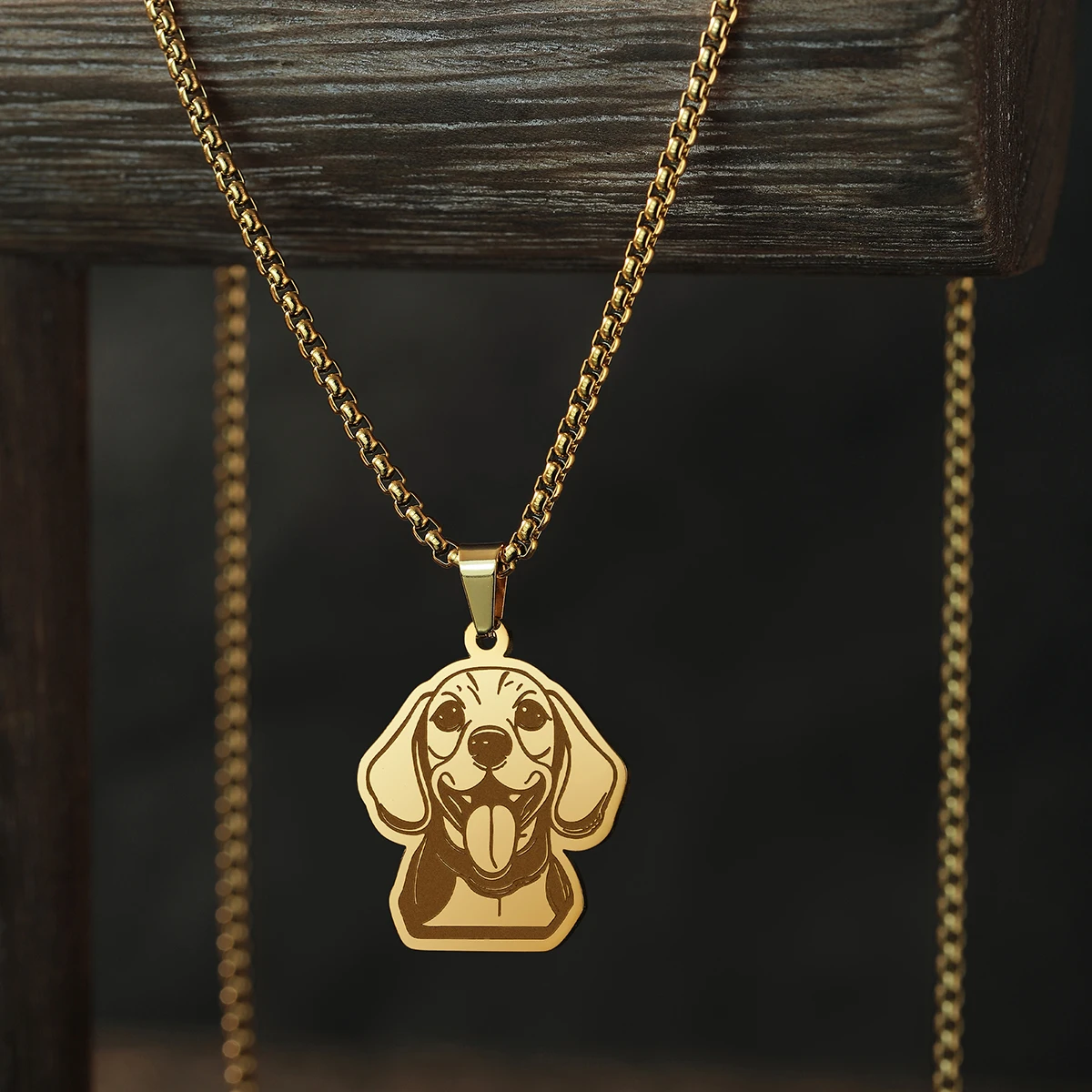 CHENGXUN Tiny Punk Animal Beagle Charm Necklace Women Men Stainless Steel Jewelry Vintage Pendant Necklace Gift