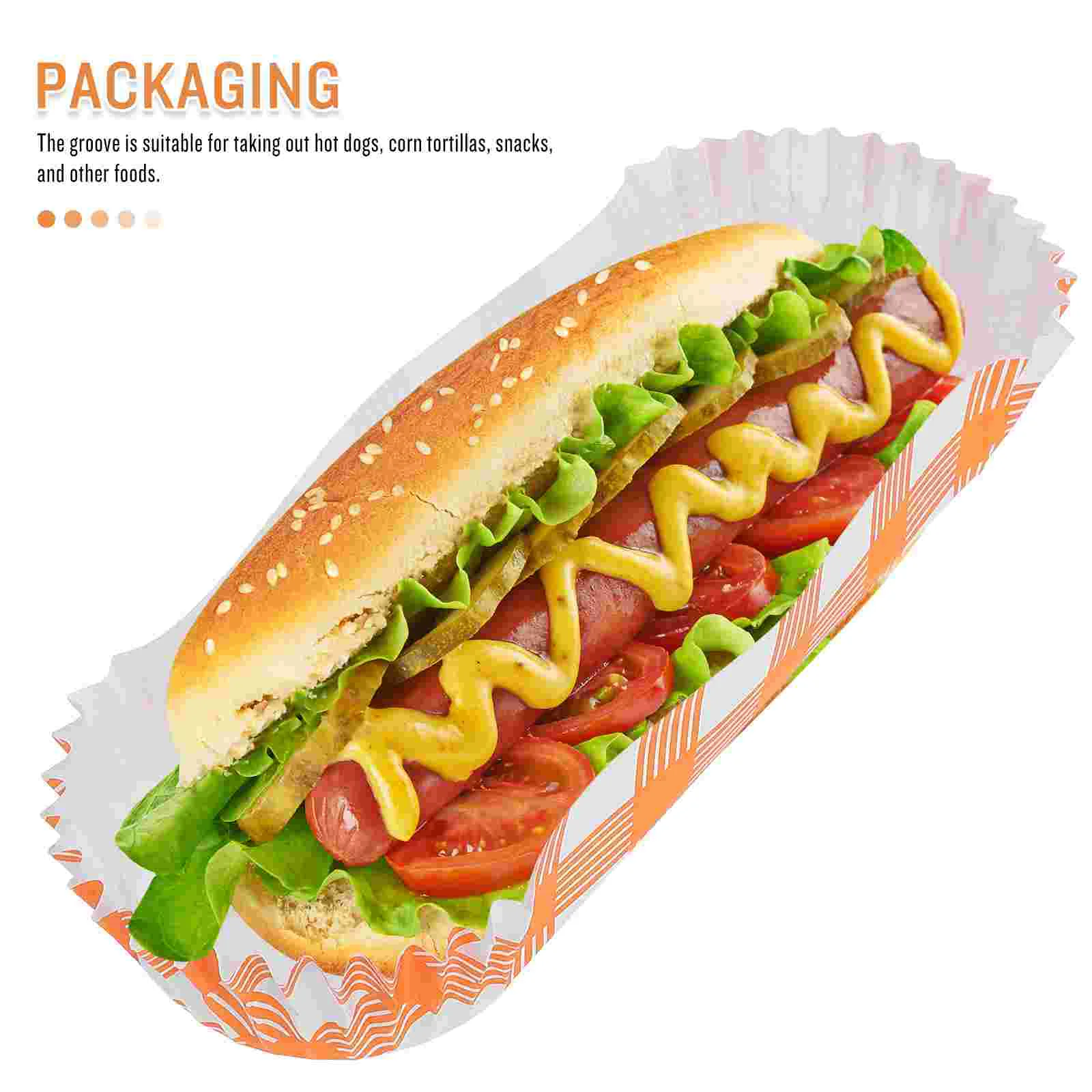 100 Pcs Disposable Paper Hot Dog Trays Greaseproof Food Holders Takeout Snack Containers Fried Corn Cakes Boxes Lightweight