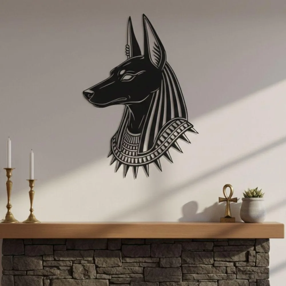 1pc Anubis Metal Wall Art Ancient Egyptian God Wall Hanging Egyptian Mythology Ornament Ankh Symbol Desert