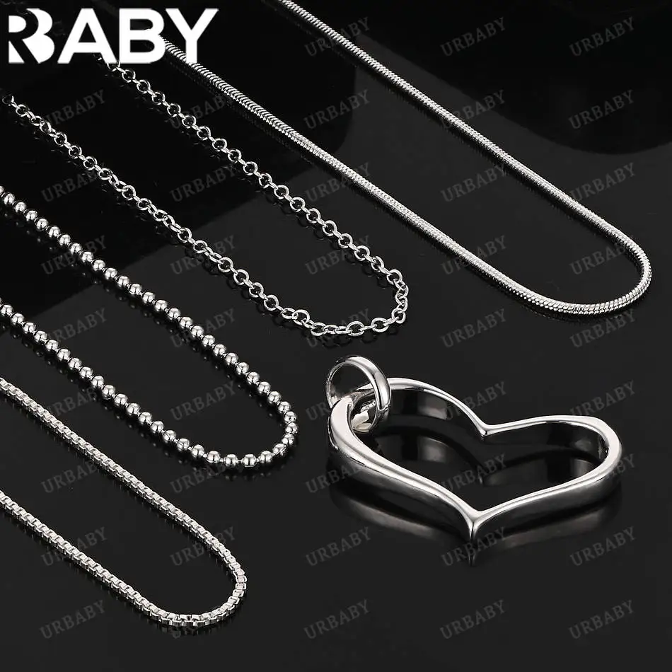 

URBABY 40-75cm 925 Sterling Silver Heart Pendant Necklace For Women Anniversary Gift Popular Wild Fashion Romantic Jewelry