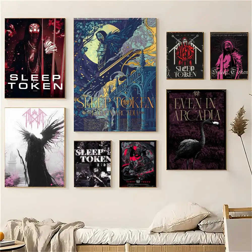 Sleep Token Band Dark Metal Poster Self-adhesive Living Room Bedroom Party Bar Decor Moisture-proof Fade-resistant HD