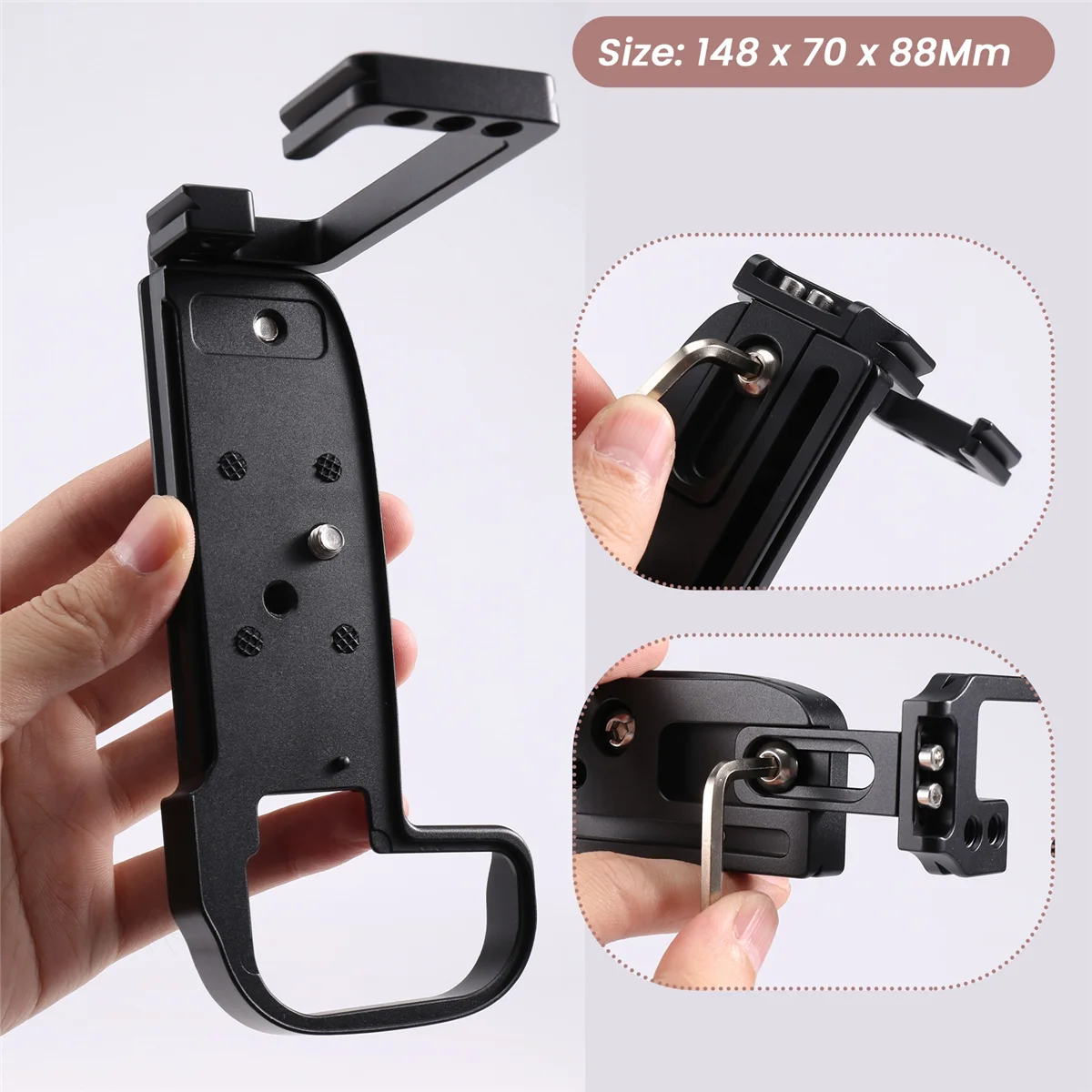 

Quick Release L Plate Bracket Holder Hand Grip for Canon EOS R5 EOS R6 Camera for Arca Swiss Tripod Ballhead,Black ABVD