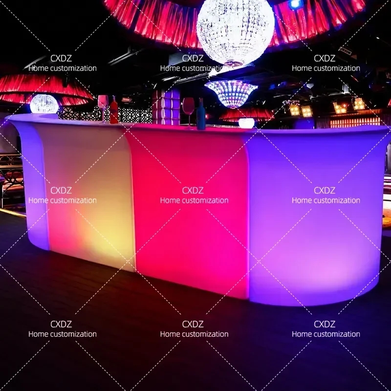LED Bar Counter Front Desk Outdoor Waterproof Event Cocktail Bartending Table Stylish Welcome Luminous Furniture
