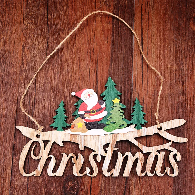 Christmas Decoration Wooden Hang Tag Three-dimensional Christmas Pendant Christmas Tree Pendant Door Window Hand Painted Pendant