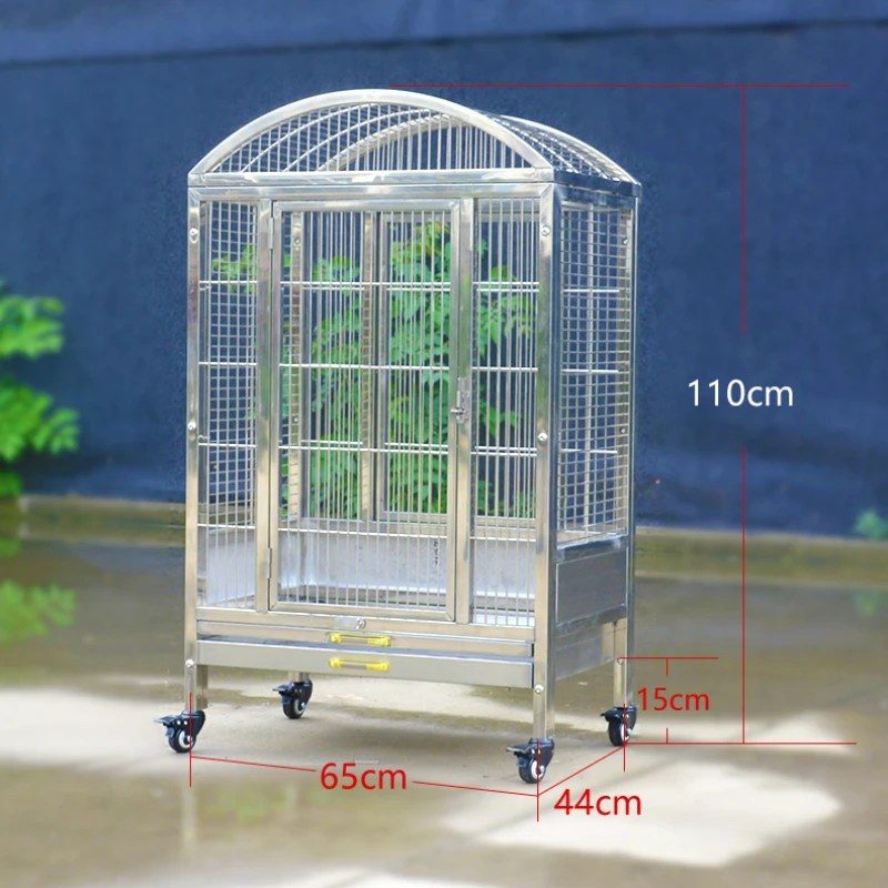 Stainless Large Bird Cage Square Courtyard Cockatiel Bird Cage Luxury Speciality Oiseaux Accessoires Pet House QF50NL