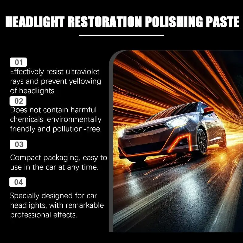 Car Headlight Repair Cream Polishing Paste To Remove Yellowing and Brighten Care Cleaning Car Headlight Stains Renovation