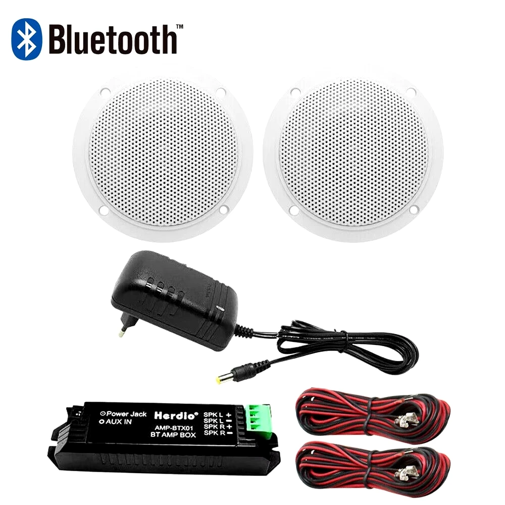 Herdio 160W 4 Inch Waterproof Built In Digital Class Amplifier Bluetooth Compatible Ceiling Marine Speaker For Boat Bathroom