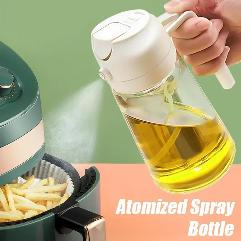2 In 1 Glass Oil Spray Bottle With Pour Spout Nozzle Olive Dispenser Dual-purpose Camping Bbq Baking Soy Sauce Oven Picnic Tool