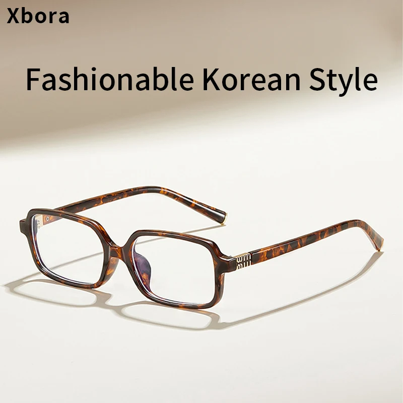 

Xbora Classic Retro Small Square Leopard Print Glasses Frame Optical Prescription Eyeglasses New Style Trend Men and Women 2310