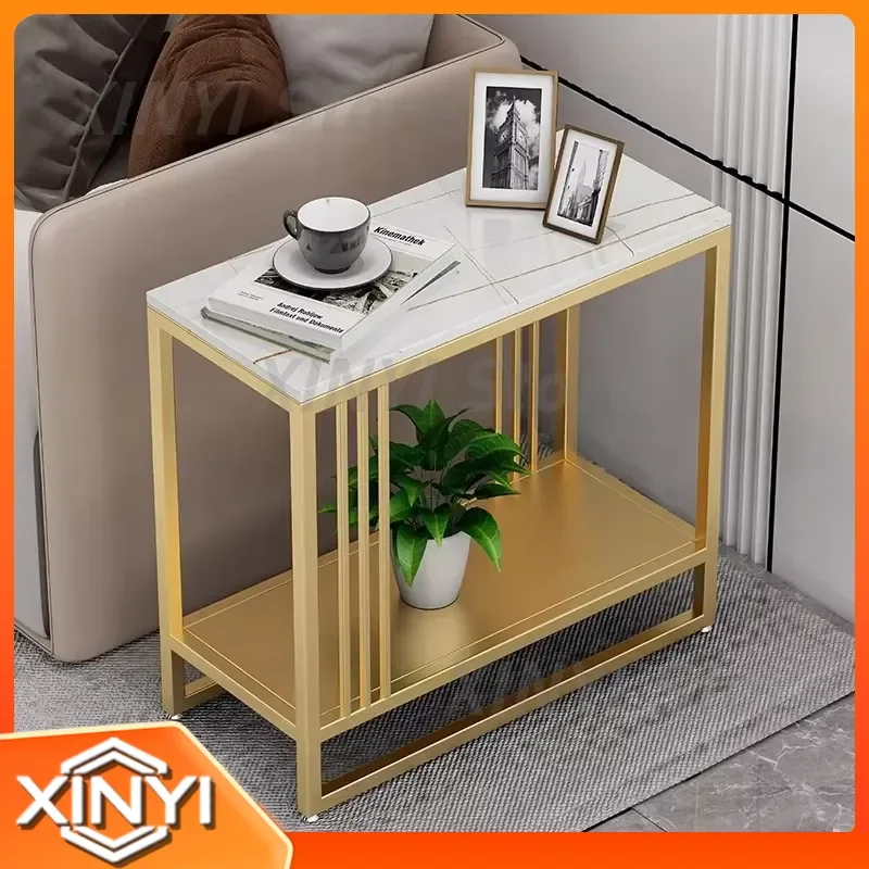for Living Room Sofa Rock Slab Side Cabinet for Small Coffee Table Light Luxury Modern Marble Corner Table Mobile Side Table