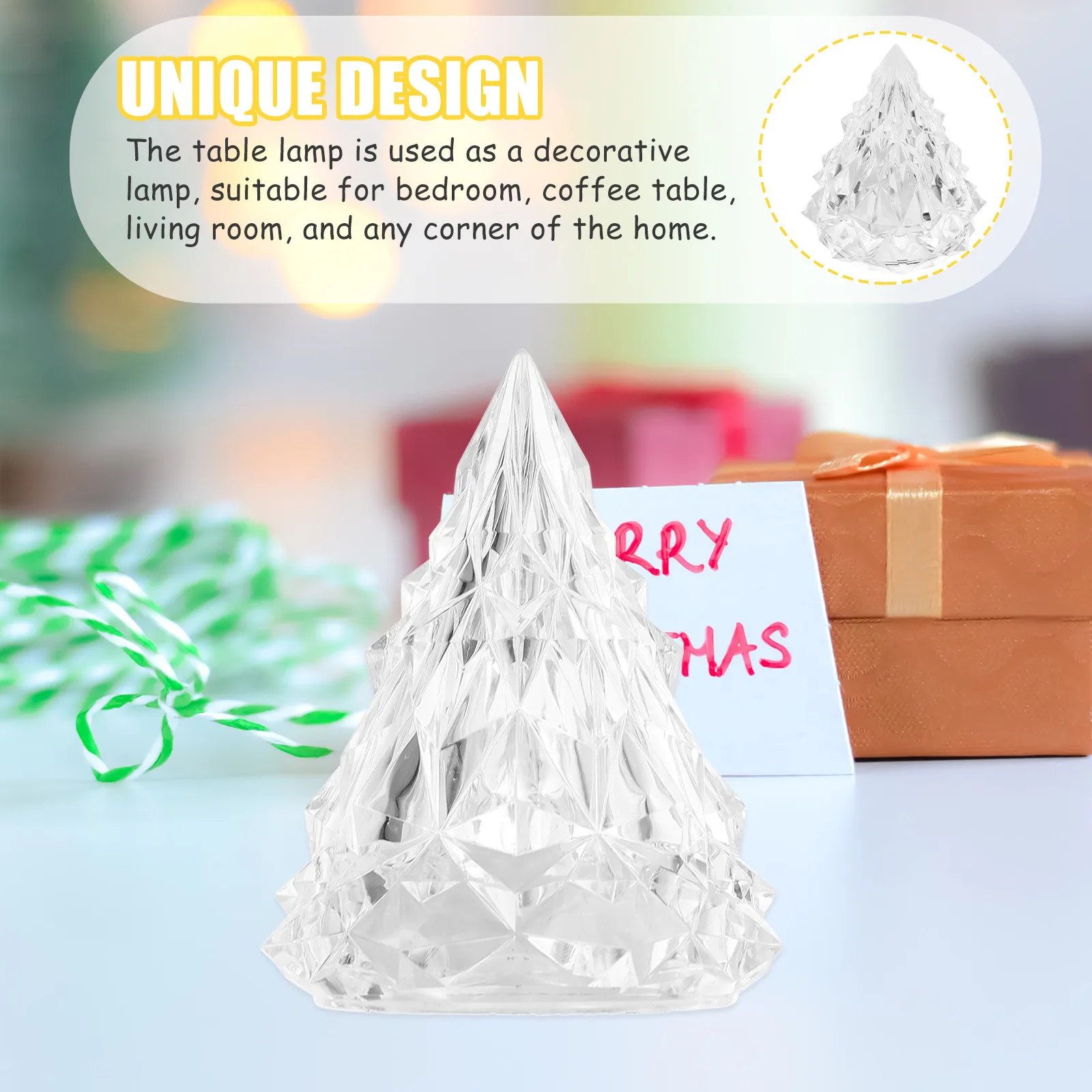 Acrylic Diamond Table Lamp Mountain Shaped Night Light Crystal Iceberg Aesthetic Lamp for Bedroom Desk Nightstand Small Space