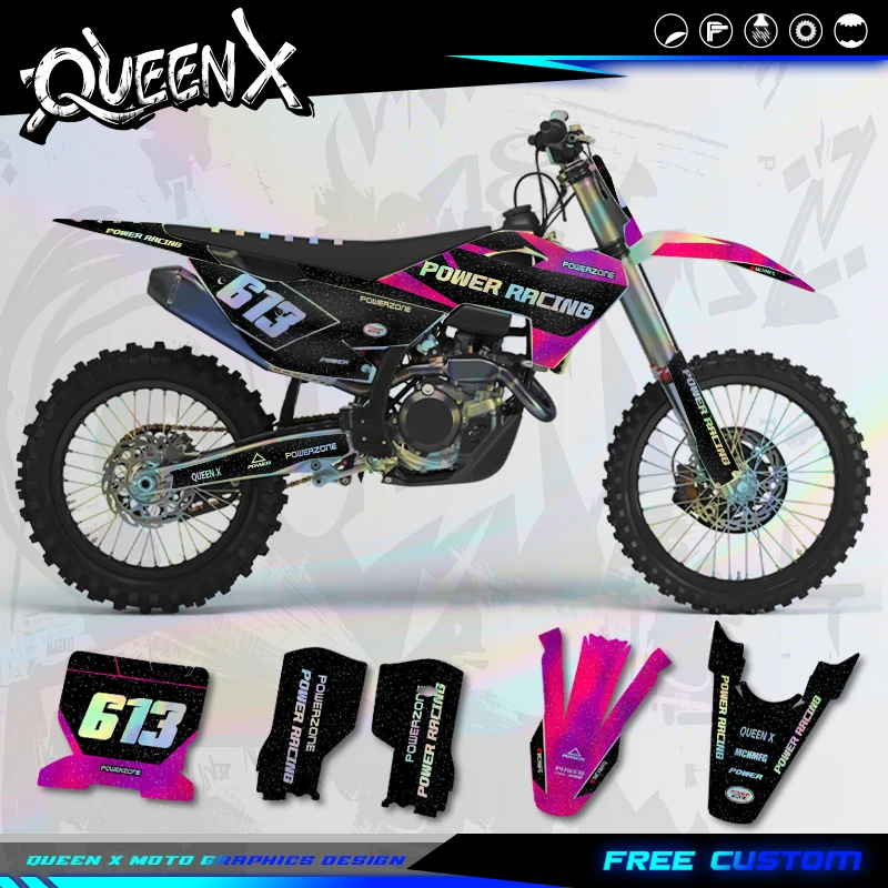 QUEEN X MOTO Motorcycle Graphics Background Decal Stickers Kit For Husqvarna 23-25 TC FX TX FX 24-26TE FE 04