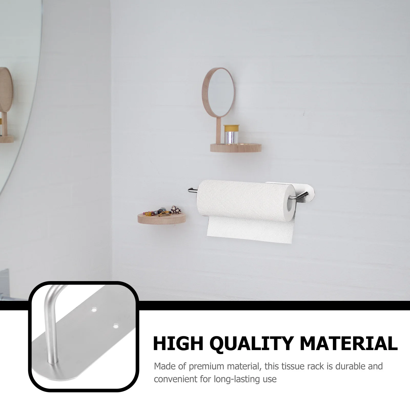 

Stainless Steel Wall Mount Toilet Roll Paper Holder Punch Free Paper Shelf Tissue Organizer Bathroom Kitchen Storage Rack