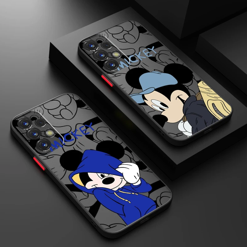 Mickey Minnie Happy Trend Frosted Translucent For Samsung A53 A52 A33 A32 A51 A71 A21S A13 A73 A50 A22 A12 5G Cover Phone Case