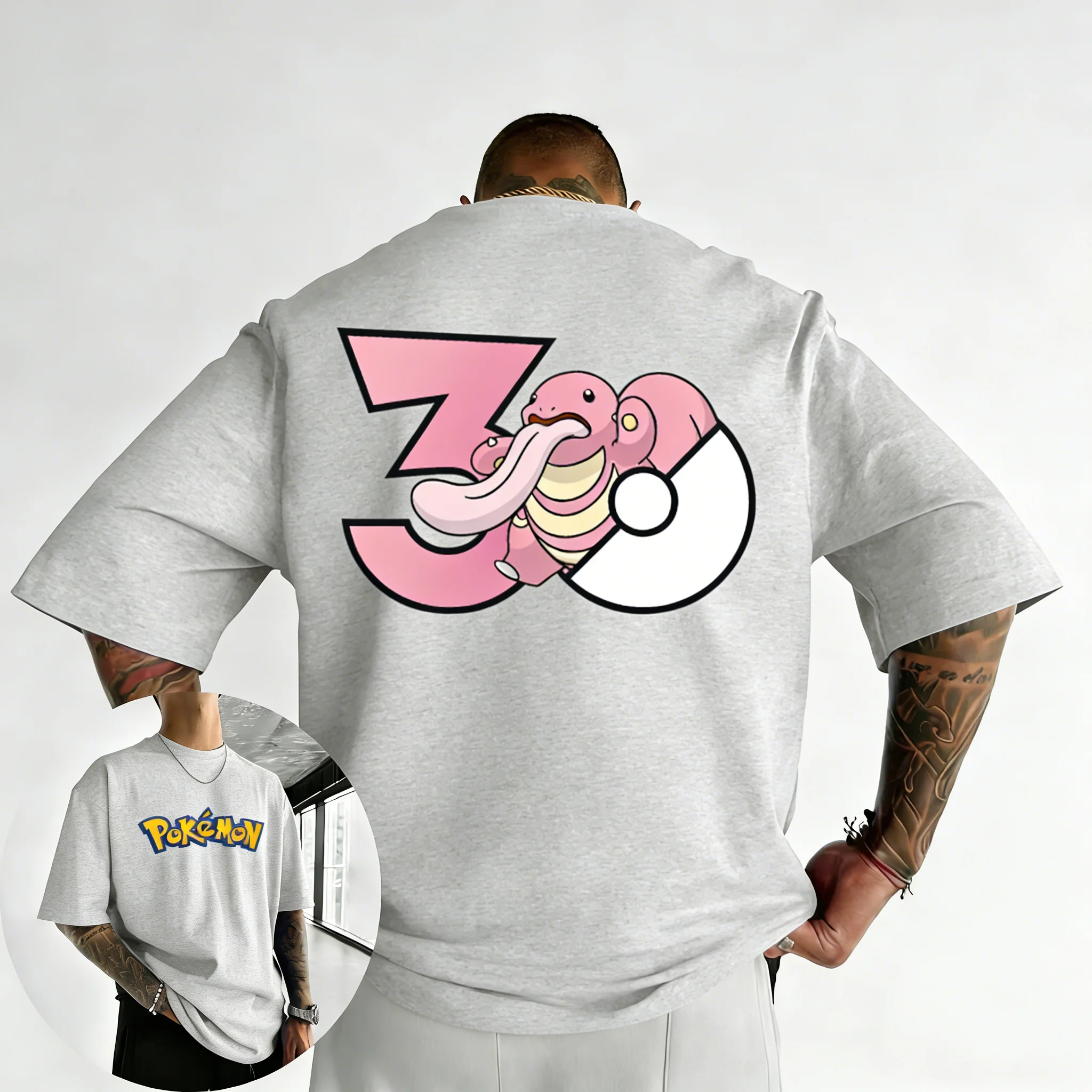 camiseta-estampada-pok-E-mon-30º-aniversario-big-tongue-2026-verao-masculina-feminina-moda-solta-camiseta-resistente-y2k