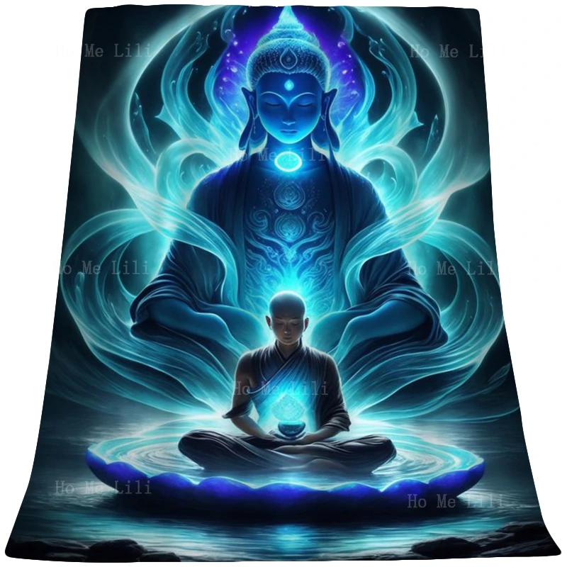 The Buddha Sits On A Cloud Surrounded By Flowers And Religious Beliefs Flannel Suitable For All Seasons Blanket