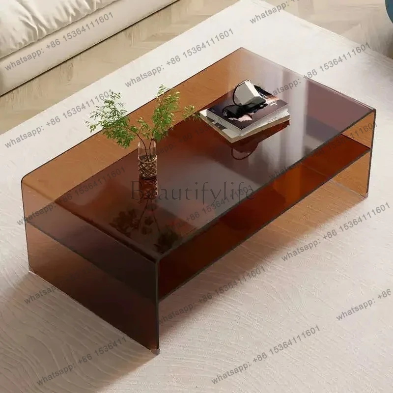 yj21 FSemplice tavolino em acrílico marrone soggiorno per la casa piccolo appartamento designer criativo di fascia