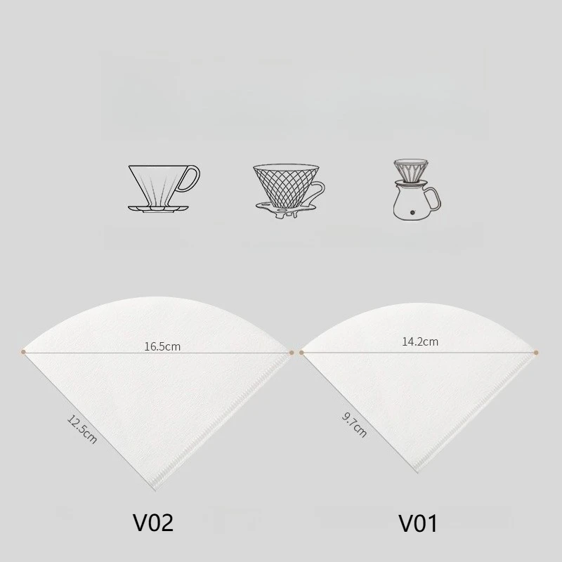 50/100pcs Disposable Coffer Filters Paper Natural Cone V-Shaped Filter for Pouring and Dripping Coffee Machines and Tea Filter