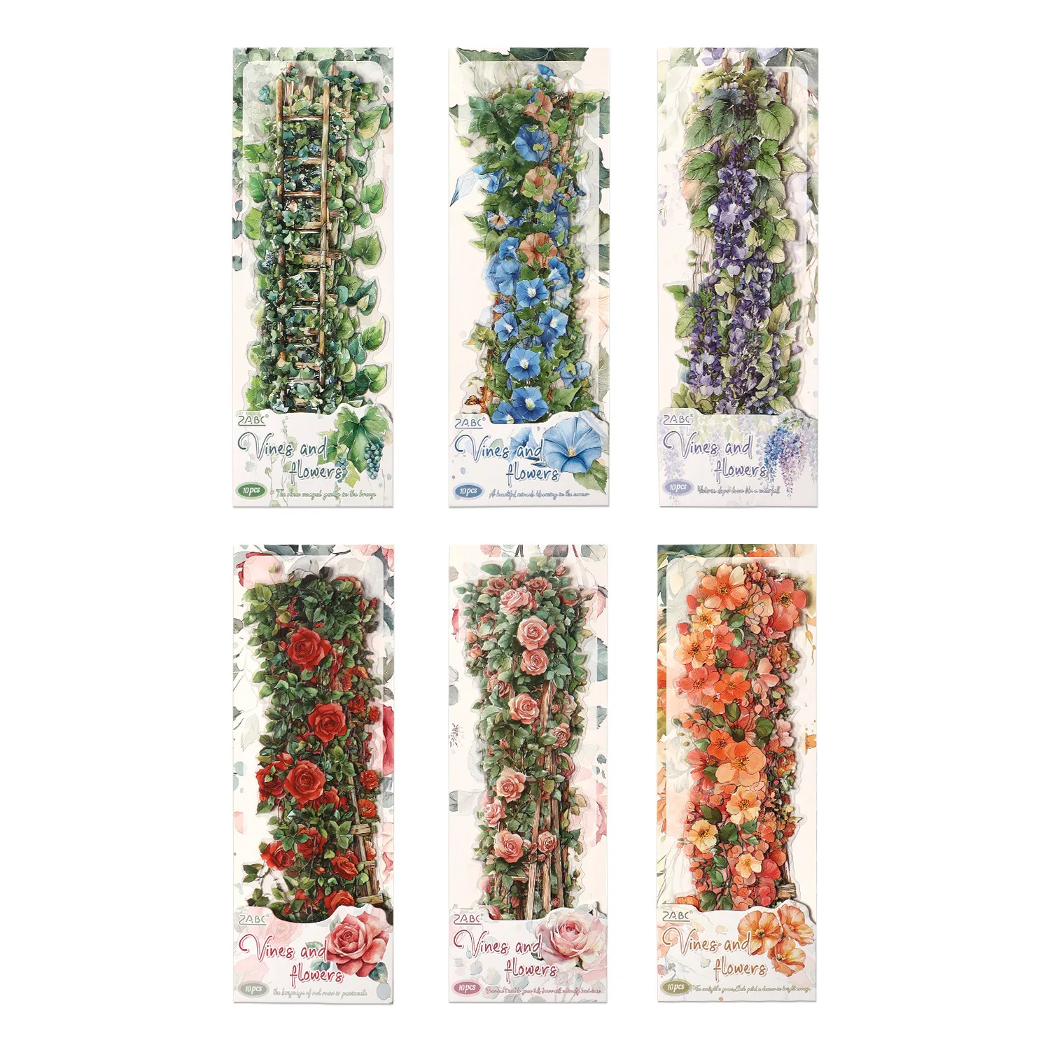 0-Sheet Long Floral Sticker Set, Charming Flower Designs, Ideal for Scrapbooking & Card Making image 5