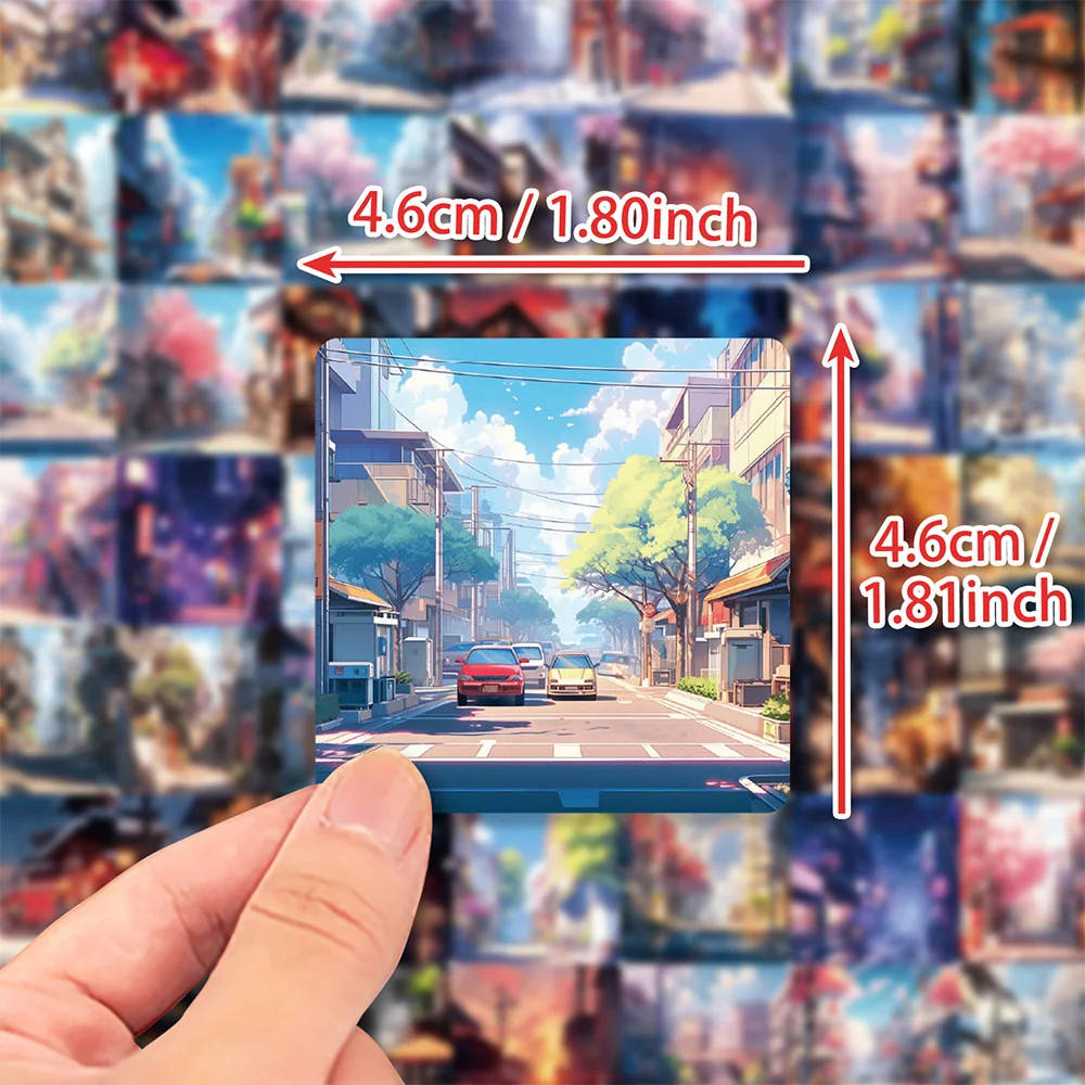 Anime Street View Paisagem Adesivo, Adesivo Impermeável Dos Desenhos Animados, Decalque Estético Decoração, DIY Telefone e Laptop Toy, Japão, 10 Pcs, 30 Pcs, 50Pcs