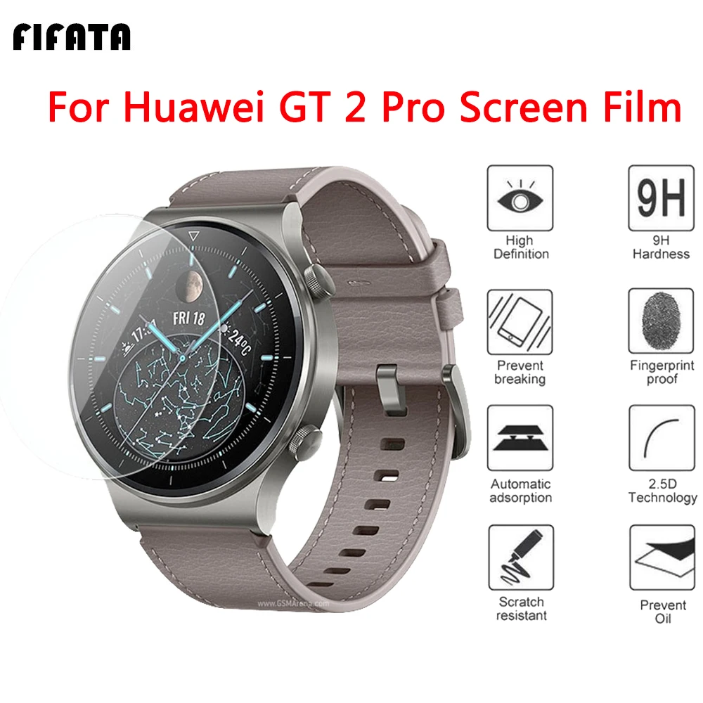 FIFATA 2 Pcs 3D HD Watch Screen Protector Film For Huawei Watch GT 2 Pro Smart Watch Scratch Protective Transparent Glass Film