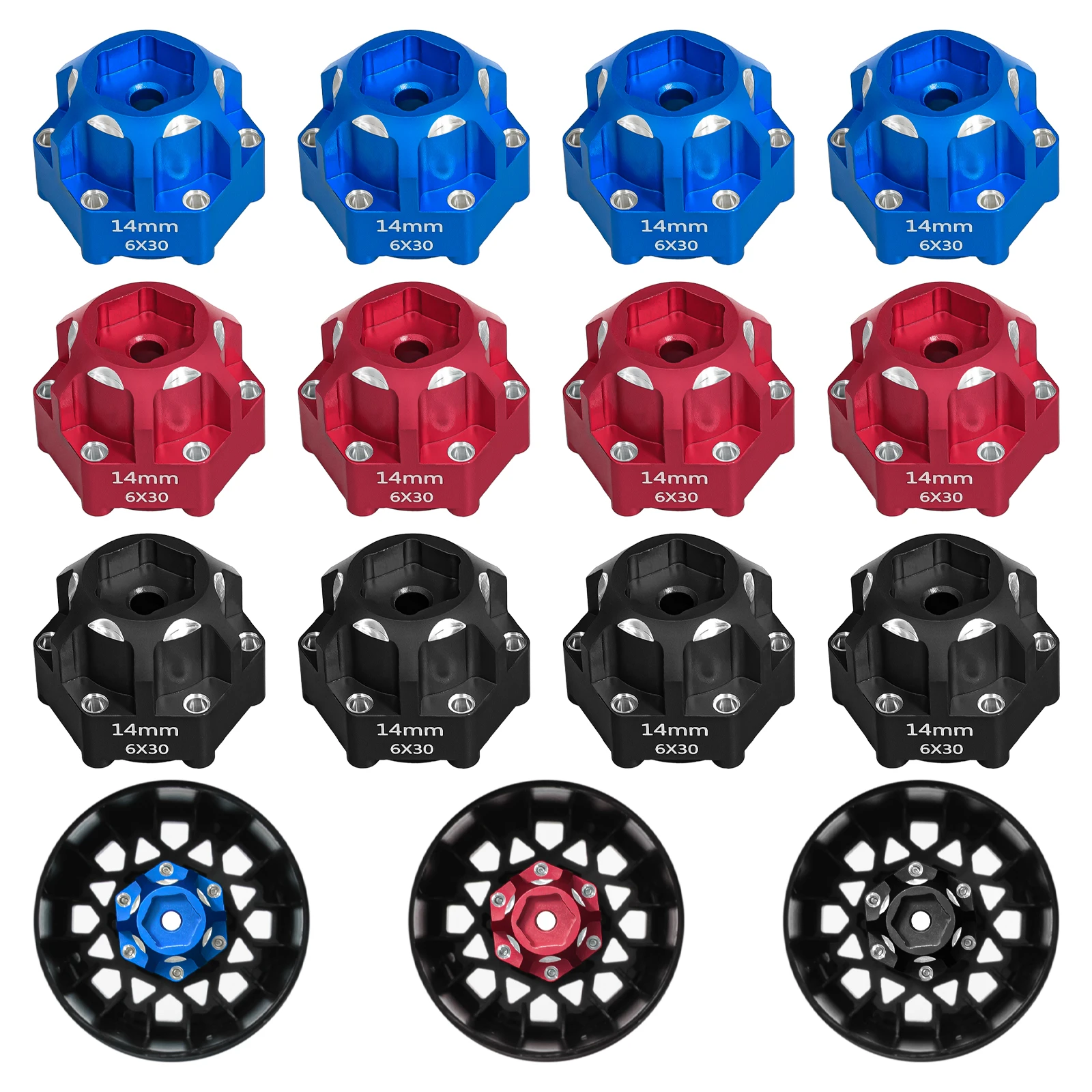 

OKHL 4 Pcs Aluminum 6x30 to 14mm Hex Adapter RC Car Accessories for 1/10 Proline Arrma Senton Granite Upgrade Parts