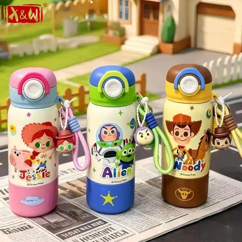 X&W Toy Story Thermal Cup Cartoon Buzz Jessie Vacuum Flasks 316 Stainless Steel Ice Tumbler with Pop-up Lid＆Ornament Kids Cups