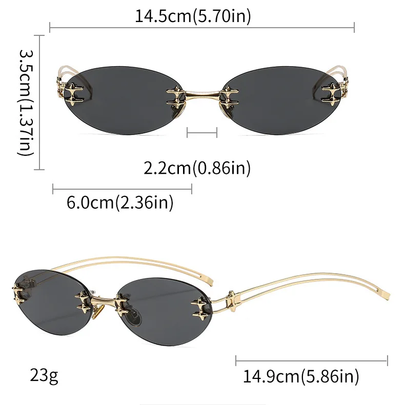 Koreanische Mode-Stil Sonnenbrille für Frauen Ovale Form Randlose Designer Sonnenbrille Frauen Campus Stil Weibliche Sonnenbrille – Detail 8