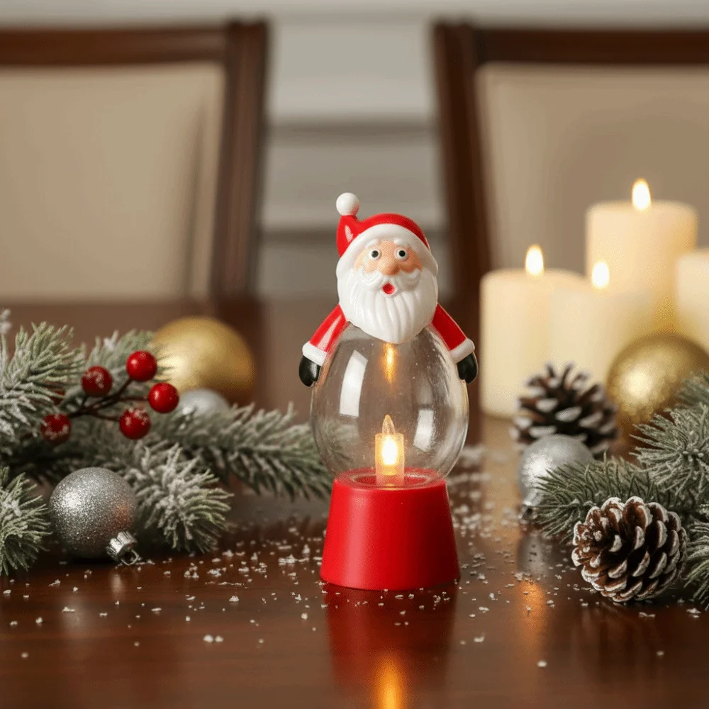 Warm Glow Christmas Night Light Red Base Cute Style Snowman Atmosphere Light Durable Plastic Battery Powered