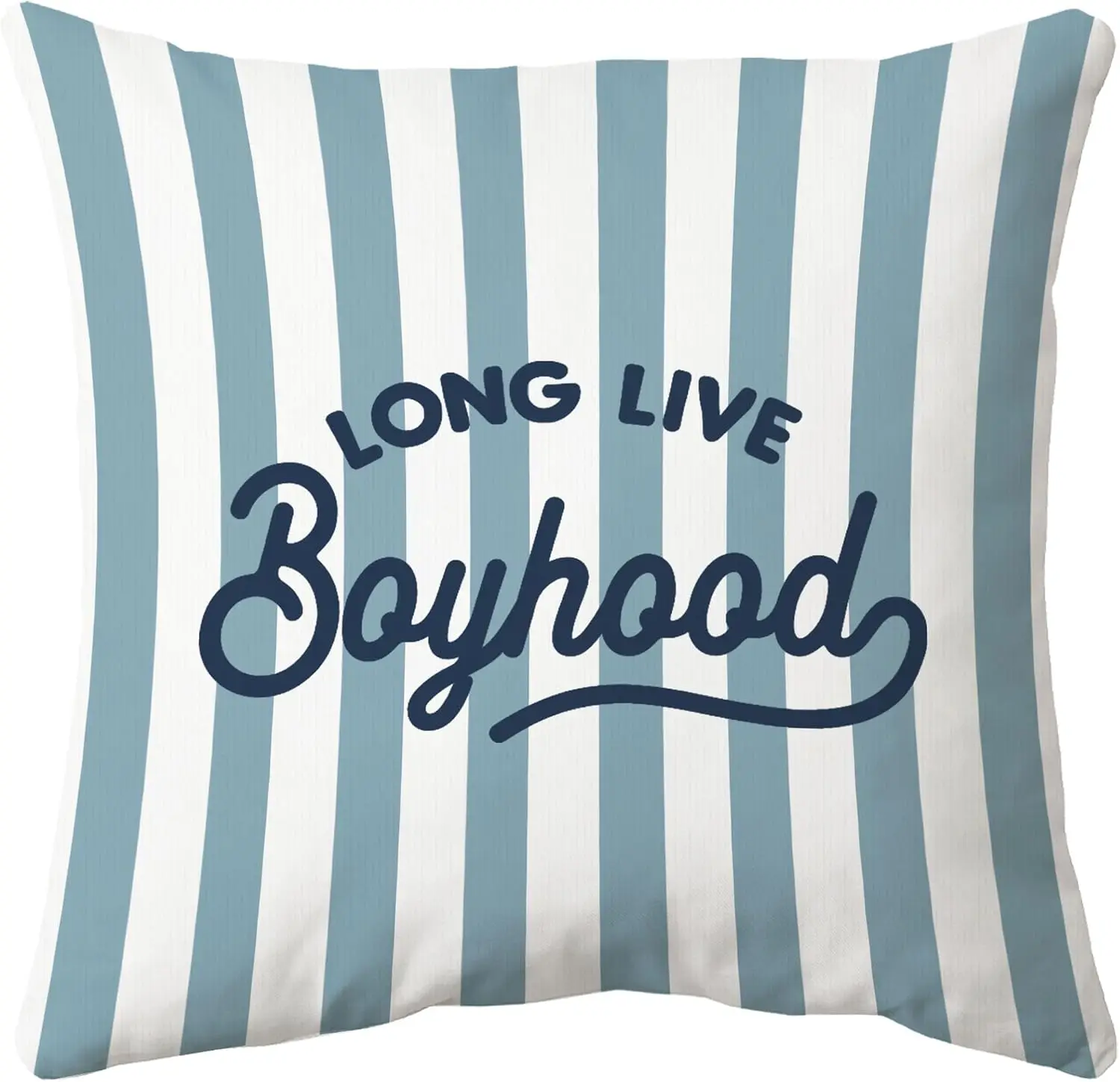 Blue Striped Pillowcase Cushion Cover Long Live Boyhood Nautical Accent Pillow Home Decor Throw Pillow Square 45x45cm Bedroom De