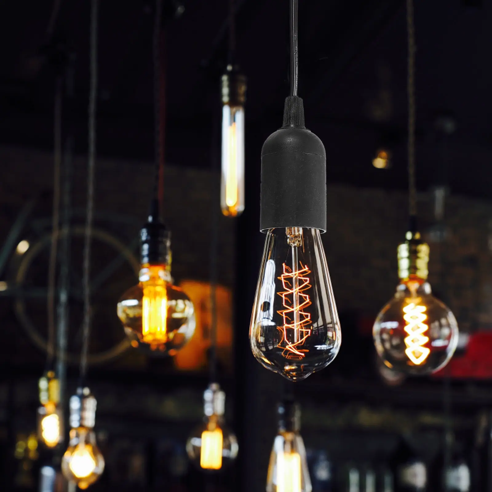 2Pcs Black Pendant Light Socket Plug in Lamp Cord with 6Ft Extension Cable Compatible E26 E27 Socket for Hanging Lights Decor