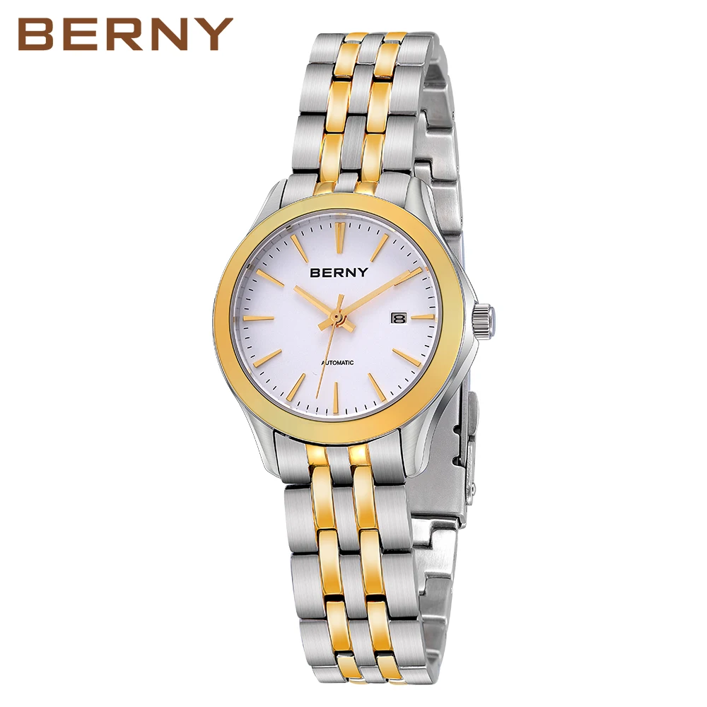 Women Automatic Mechanical Watch BERNY NH05 Calendar Ladies Simple Dial Sapphire Glass Wristwatches Waterproof жаночыя гадзіны