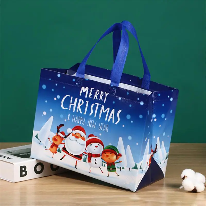 Bolsa De Impressão De Natal Saco De Compras Dobrável Saco De Praia Saco De Armazenamento Dobrável Saco Não Tecido Dos Desenhos Animados, Grande Capacidade, Novo Presente