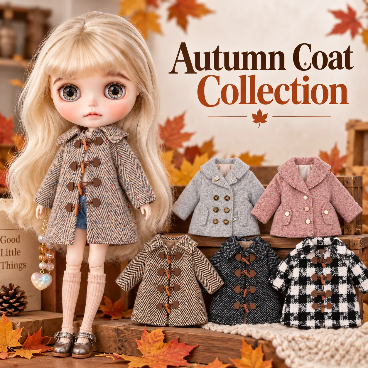 Blythe Doll Clothing Accessories Little Plaid Windbreaker Jacket OB24 OB22 College-Style Sweater Wool Coat