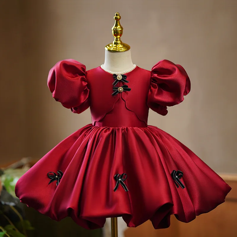 Girls' Dress Light Luxury Niche High-end Baby Girl First Birthday Princess Dress Flower Girl Children's Host Performance Costume