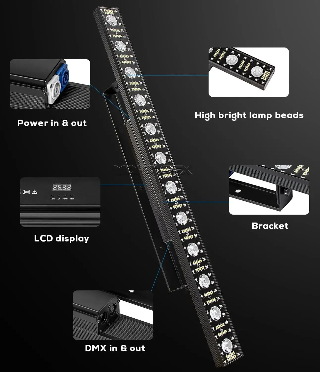 Imagem -02 - Moka Sfx 12x3w Efeito de Iluminação Palco Led Pixel Luzes Arruela Parede com 56x0.5w Rgb Led Barra Luz Lavagem para Festa Boate